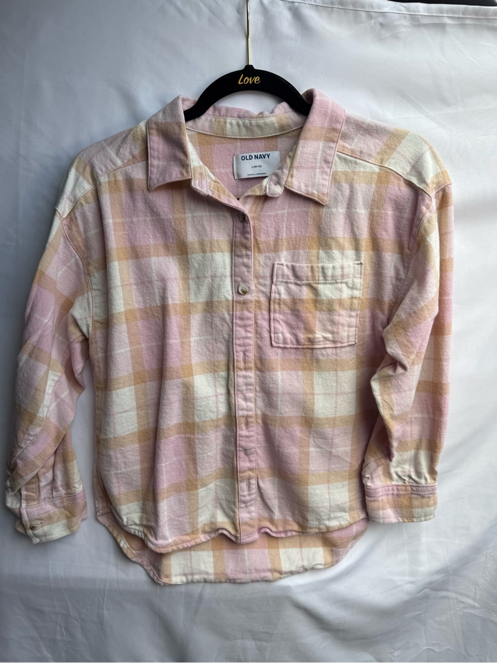 Old Navy Pastel Pink & Cream Plaid Button-Down Shirt